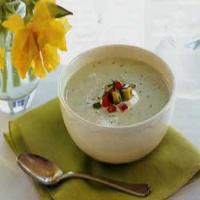 Cucumber and Avocado Soup with Tomato and Basil Salad image