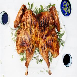 BBQ-Brined Grilled Turkey Under a Brick for Thanksgiving_image