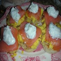 Scrambled Egg Muffins With Smoked Salmon and Sour Cream image