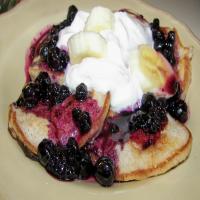 Banana Pancakes With Blueberry Sauce_image