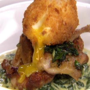 Quail and Egg on Creamed Spinach image