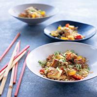 Brown Rice Stir-Fry with Flavored Tofu and Vegetables image
