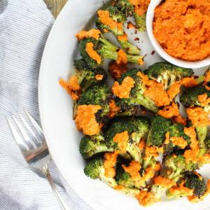 Grilled Broccoli with Garlic Roasted Red Pepper Sauce Recipe - (5/5) image