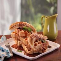 Coconut Waffles with Chocolate Maple Syrup and Banana_image