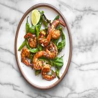 Grilled Coconut Shrimp With Shishito Peppers image