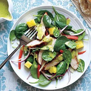 Grilled Chicken and Spinach Salad with Spicy Pineapple Dressing - 313 cal_image