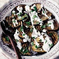 Griddled aubergines with yogurt & mint image