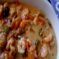 Shrimps With Bell Peppers and Cheese Sauce_image