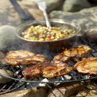 Molasses- and Chile-Glazed Pork Medallions with Smoky Corn-Red Pepper Relish_image