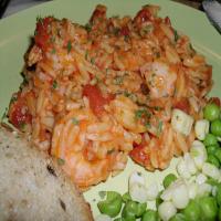 Shrimp and Orzo With Cherry Tomatoes and Parmesan Cheese image