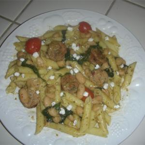 Penne with Spicy Chicken Sausage, Beans, and Greens_image