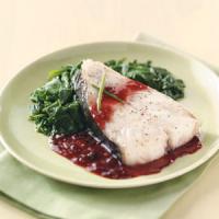Broiled Halibut Steaks with Raspberry Sauce image