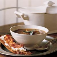Four-Onion Ginger Soup with Goat-Cheese Toasts image