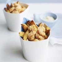 Cheat's scampi with chunky chips image