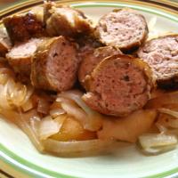 Grilled Sausages with Caramelized Onions and Apples image
