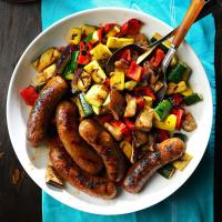 Grilled Sausages with Summer Vegetables image