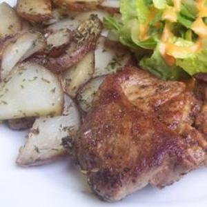 Spicy Pork Chops with Herbed Roasted New Potatoes image