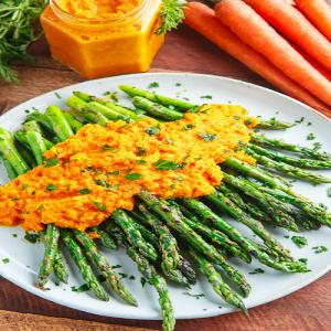 Grilled Asparagus with Carrot Ginger Dressing Recipe_image