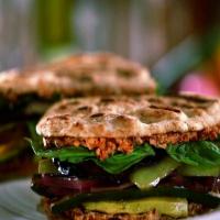 Grilled Veggie Naan-wich with Sun-dried Tomato and Goat Cheese Spread image