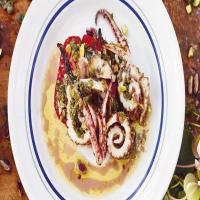 Jamie Oliver's Grilled Squid Salad: Island salsa of capers, pistachios, chilli, mint and lemon_image