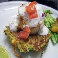 Seared Scallops With Zucchini and Carrot Cakes_image