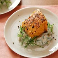 Slow-Roasted Salmon with Cucumber Dill Salad image