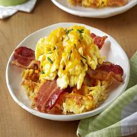 Bacon, Egg and Cheese Hash Brown Waffles image