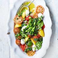 Tomato salad with ricotta, broad beans & salsa verde_image