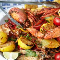 Grilled Lobster with Sun-Dried Chile Butter and Corn on the Cob_image