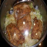 Smothered Pork Chops With Apples, Onions and Cabbage image