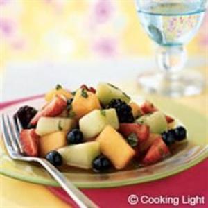 Melon, Berry and Pear Salad with Cayenne Lemon Mint Syrup image