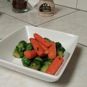 Brussels Sprouts and Baby Carrots Glazed with Brown Sugar and Pepper image