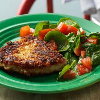 Parmesan Pork Chops with Spinach Salad image