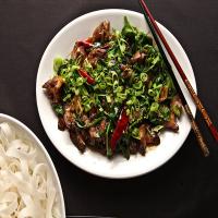Twice-Cooked Duck With Pea Shoots_image