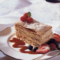 Caramel Mousse Napoleon with Caramel Sauce and Berries_image