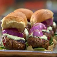 Indian Lamb Burgers with Green Raita Sauce and Red Onions image