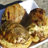 Grilled Pesto Stuffed Chicken Thighs image