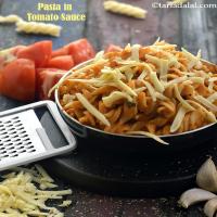 pasta in tomato sauce recipe | Indian style pasta in tomato sauce | veg pasta in red sauce for kids tiffin |_image