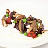 Wild Mushroom, Roasted Beet, and Goat Cheese Salad with Onion Purée image