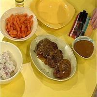 Meatloaf Patties, Smashed Potatoes, and Pan Gravy image