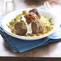 Moroccan lamb meatballs with harissa & couscous image