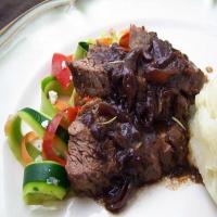 Beef Tenderloin With Caramelized Onions & Red Wine Sauce image