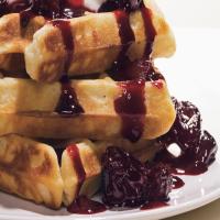 Buttermilk Waffles with Cherry-Almond Sauce image