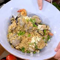 Seafood Stew with Rice and Salsa Criolla (Arroz con Mariscos) image