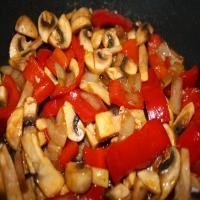 Sauteed Peppers and Mushrooms With Caramelized Onions image