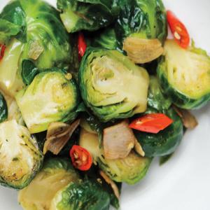 Stir-Fried Brussels Sprouts with Garlic and Chile Recipe | Epicurious.com_image