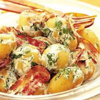 New potato, watercress & bacon salad with soured cream dressing image