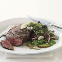 Rib-Eye Steaks with Radicchio, Pear, and Blue Cheese Salad image