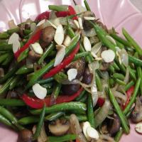 French Baby Beans, Baby Brown Pearl Mushrooms Topped With Almond image
