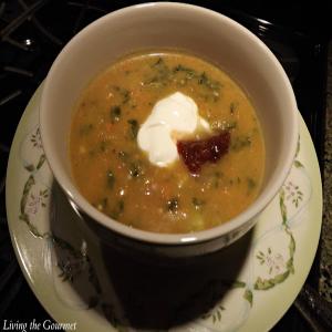Sweet Potato Soup with Creamed Spinach image